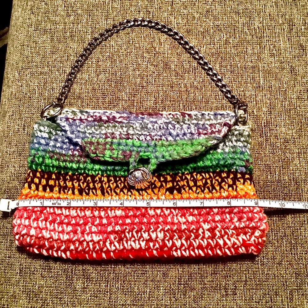 Adoreable Multi-Color Crochet Wristlet Front Button Closure - Picture 7 of 8
